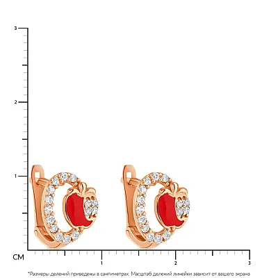 Детские золотые серьги с эмалью (арт. 103215)