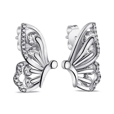 Срібні сережки Метелики з фіанітами (арт. 7518/6897)