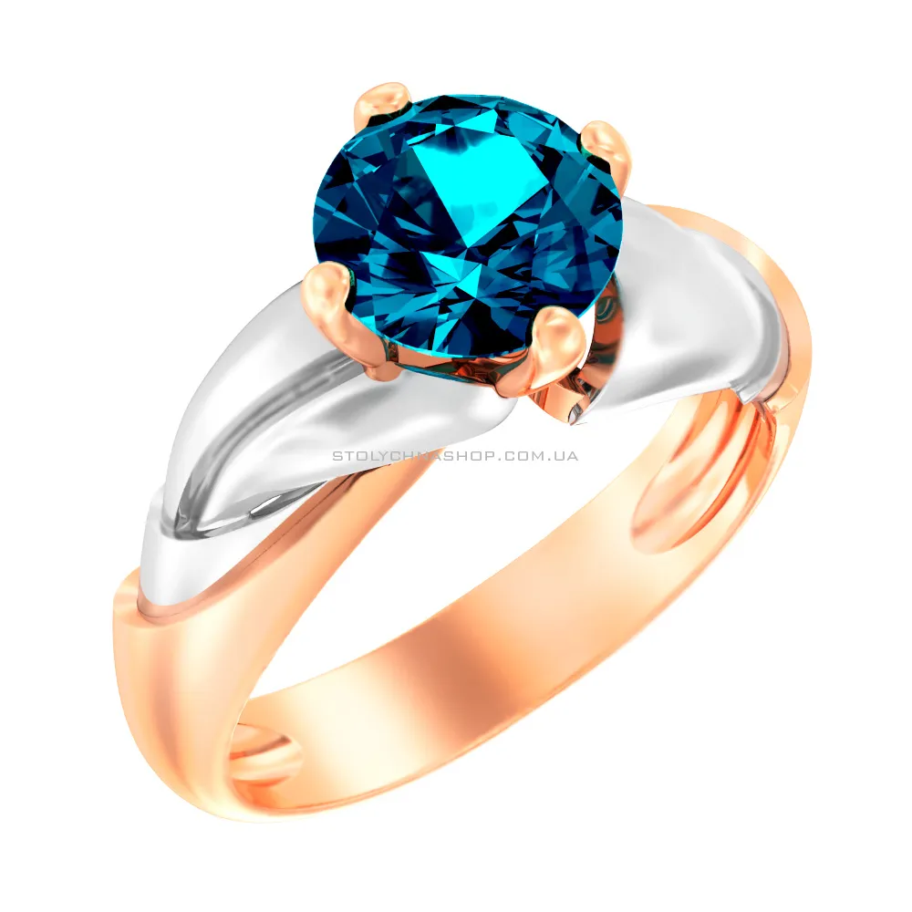 Золотое кольцо с топазом Blue Ocean (арт. 140747Пл) - цена