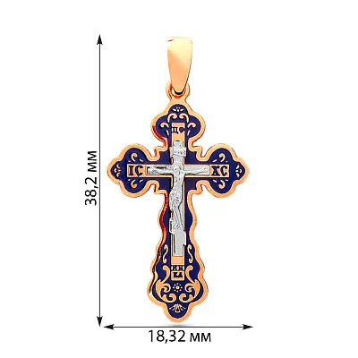 Золотий натільний хрестик з розп'яттям та емаллю (арт. 505001с)
