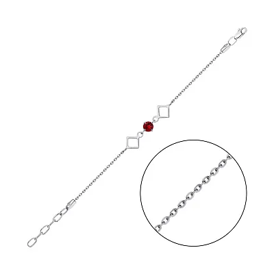 Срібний браслет з червоним гранатом (арт. 7509/417Гбрп)