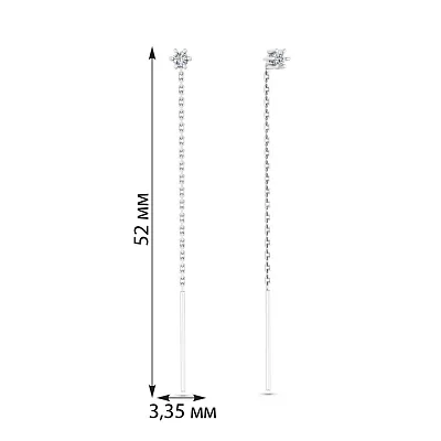 Серьги-протяжки из белого золота с бриллиантами  (арт. С011169010б)