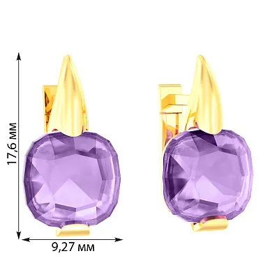 Сережки з жовтого золота з аметистом (арт. 110258Пжа)