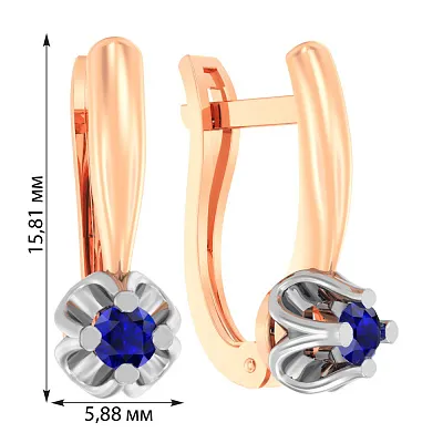 Золоті сережки з сапфіром (арт. 110518Пс)