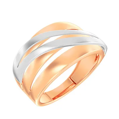 Широкое золотое кольцо в комбинированном цвете металла  (арт. 140926кб)