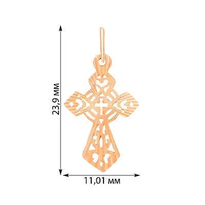 Хрестик з червоного золота з алмазною гранню (арт. 504002)