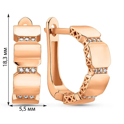 Сережки з червоного золота з фіанітами (арт. 1091126)