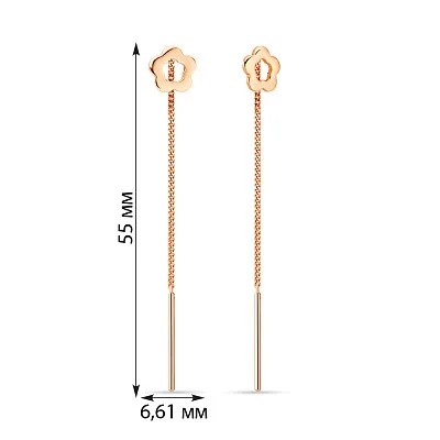 Золотые серьги-цепочки «Цветы» (арт. 105064)