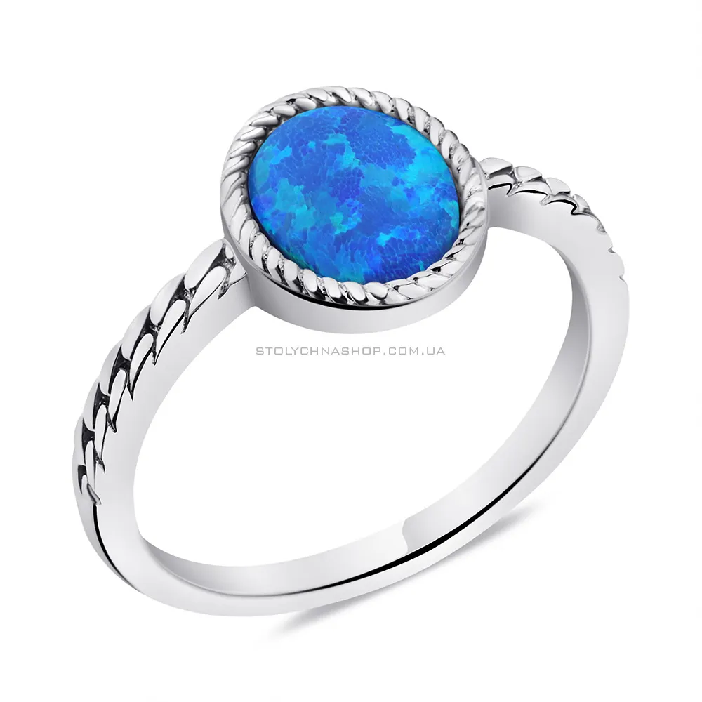Серебряное кольцо с синим опалом (арт. 7501/6710Пос) - цена