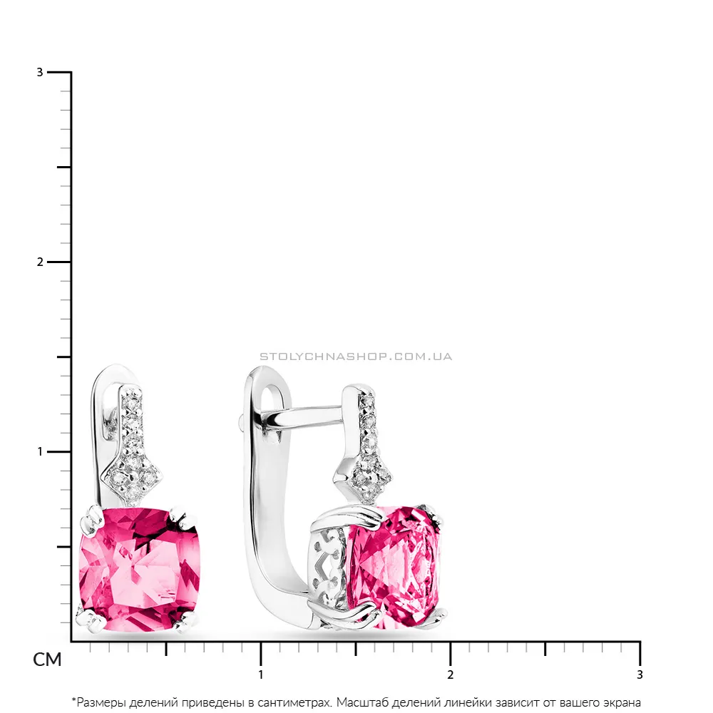 Сережки из серебра с розовыми фианитами (арт. 7502/3620цр)