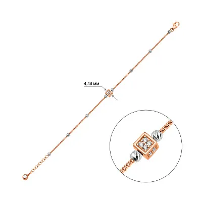 Браслет з червоного і білого золота з фіанітами (арт. 325495кб)