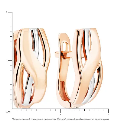 Сережки золоті в комбінованому кольорі металу (арт. 107653кб)