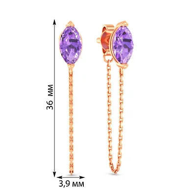Золоті сережки з аметистом (арт. 110094Па)