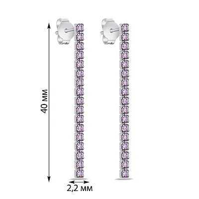 Срібні сережки-пусети з фіолетовими альпінітами (арт. 7518/6483/1аф)