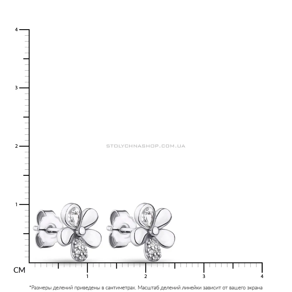 Срібні сережки-пусети "Квіти" з фіанітами  (арт. 7518/5199)