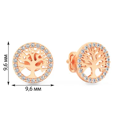 Золоті сережки Дерево життя з діамантами (арт. Т011543015)