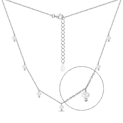 Срібне кольє з перлинами  (арт. 7507/1440жб)