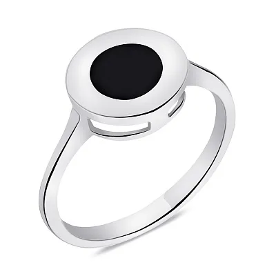Кольцо серебряное с черной эмалью  (арт. 7501/6302еч)