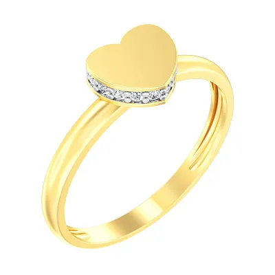 Золотое кольцо «Сердце» с фианитами  (арт. 141077ж)