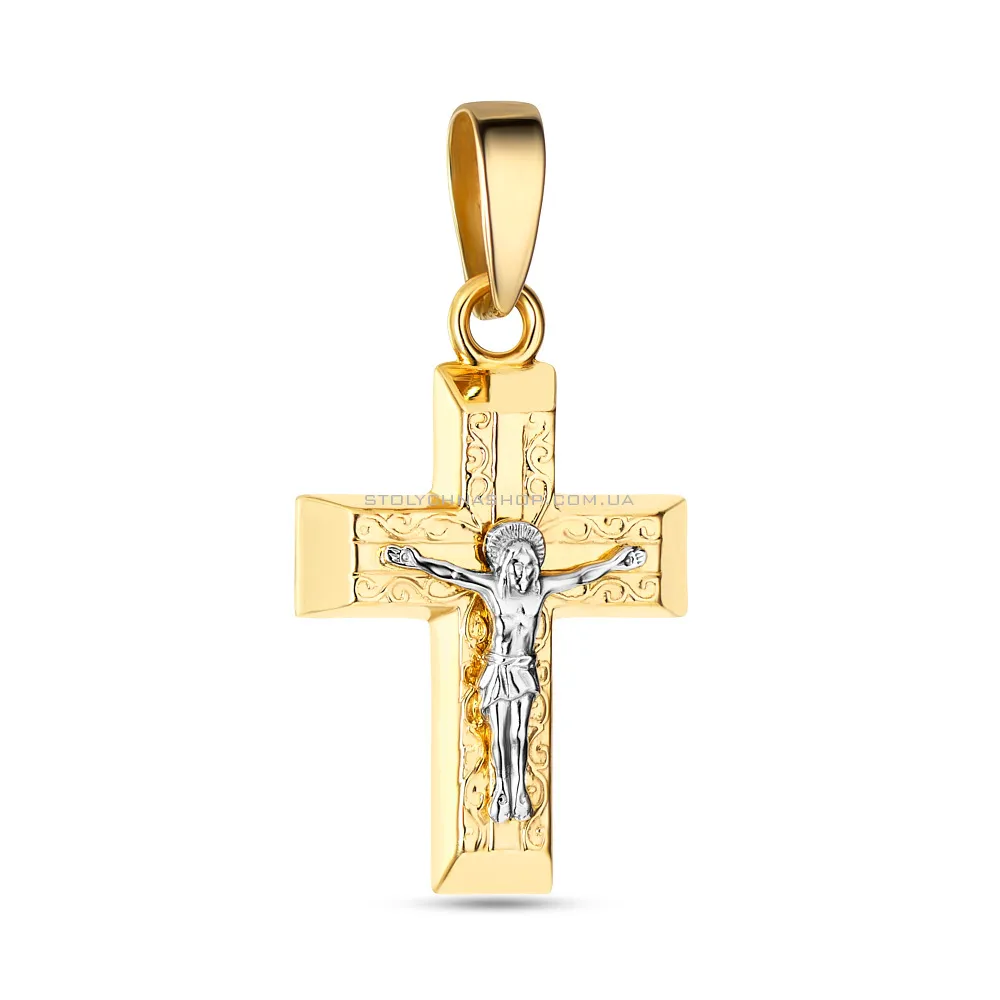 Золотой нательный крестик с распятием  (арт. 501570ж)
