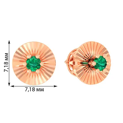 Дитячі золоті сережки з зеленими фіанітами (арт. 110507з)