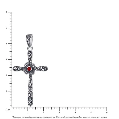 Хрестик срібний з сердоліком і марказитами (арт. 7403/2868мркСрд)