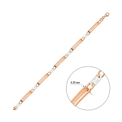 Браслет мужской из красного и белого золота  (арт. 325584кбм)