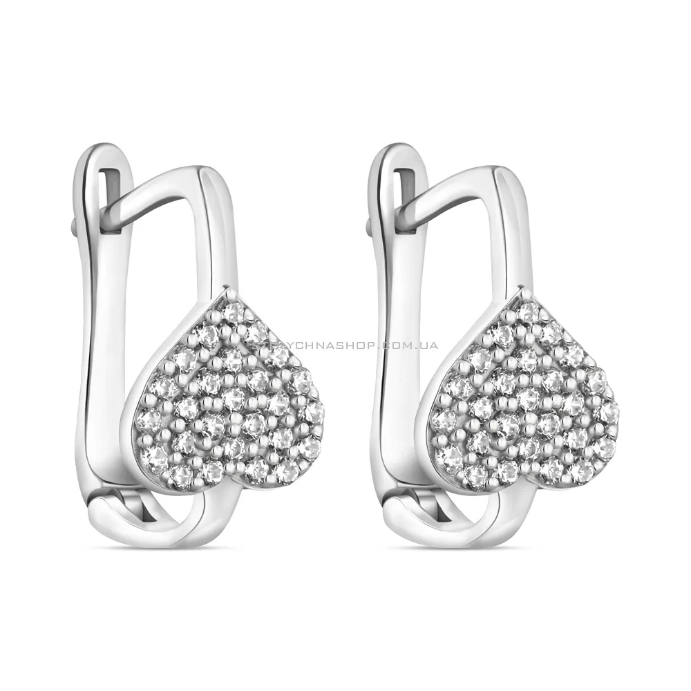 Серебряные серьги Сердце с фианитами (арт. 7502/9535) - цена