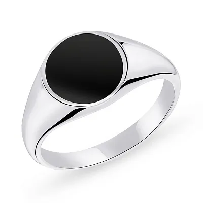 Серебряное кольцо с черной эмалью  (арт. 7501/5713еч)