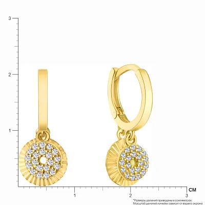 Золоті сережки підвіски з фіанітами (арт. 107162ж)