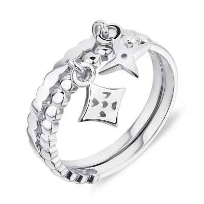 Двойное кольцо из серебра  (арт. 7501/0507)