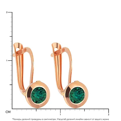 Сережки для детей из красного золота с зелеными фианитами (арт. 105365з)