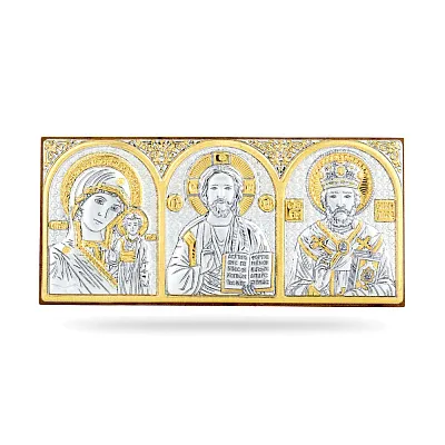 Икона серебряная Триптих (46,8x101,1 мм) (арт. AР-2/G)