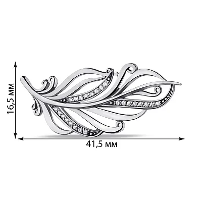 Срібна брошка Перо з фіанітами (арт. 7905/6110098)