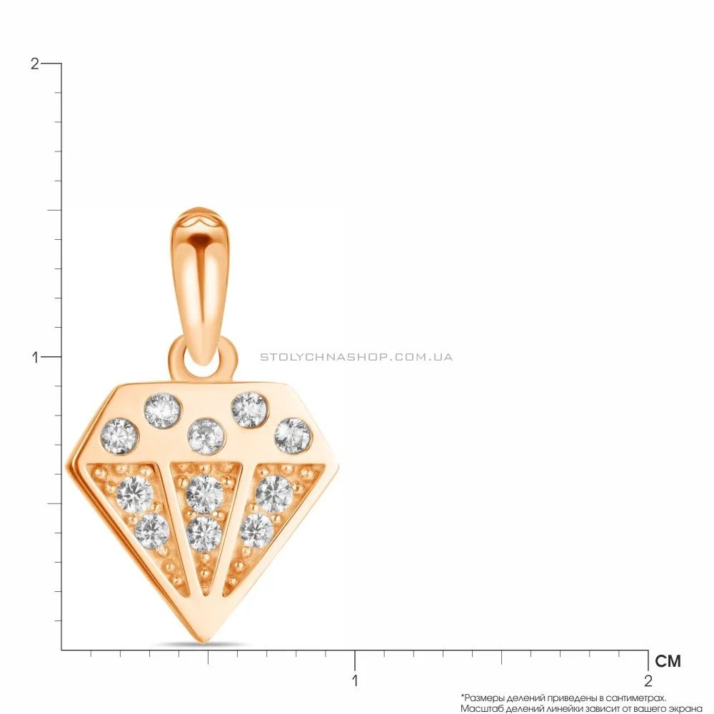 Кулон «Діамант» з червоного золота з фіанітами (арт. 424233) - 2 - цена