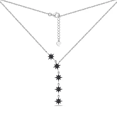 Колье из серебра Звезды с черными фианитами (арт. 7507/1213бч)