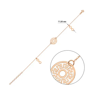 Браслет з червоного золота Олімпія (арт. 326955)