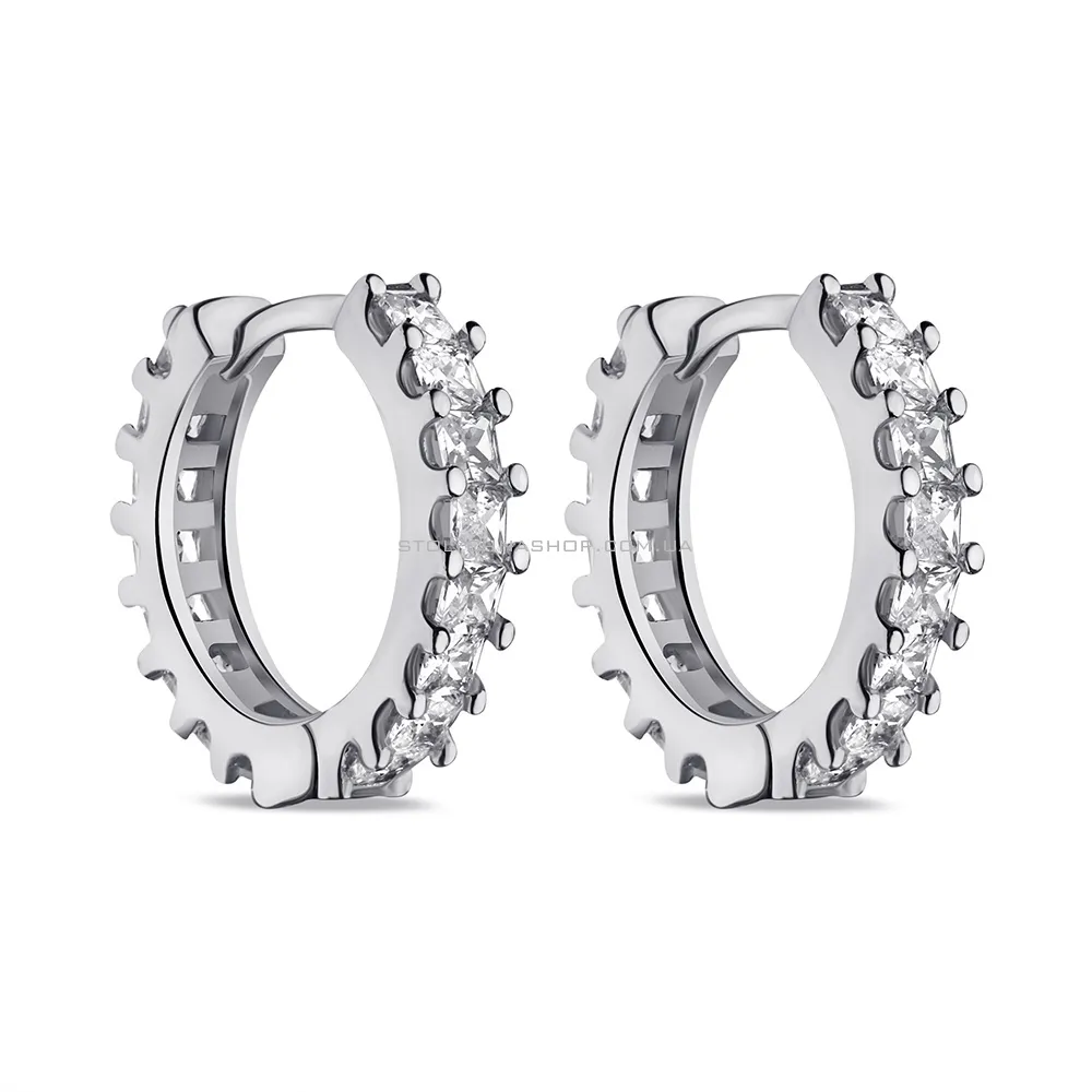 Сережки-кільця зі срібла з фіанітами (арт. 7502/9525/15) - цена