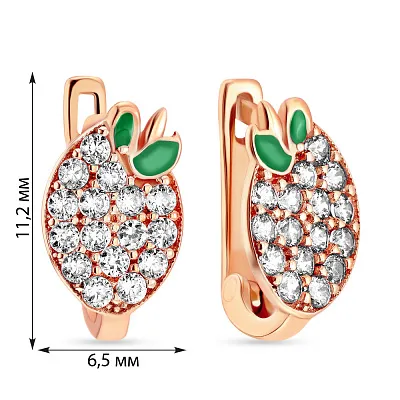 Золоті сережки для дітей з фіанітами та емаллю (арт. 103211ез)