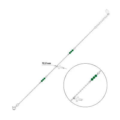 Серебряный браслет з крестиком и альпинитом (арт. 7509/2302аз)