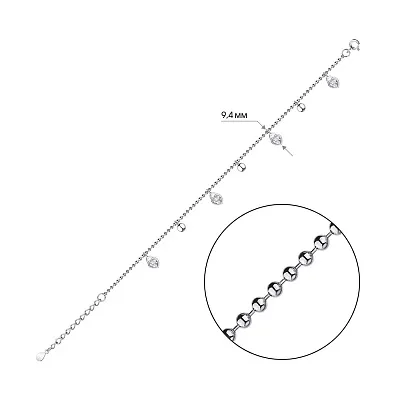 Браслет серебряный с подвеской и фианитами (арт. 7509/4224)