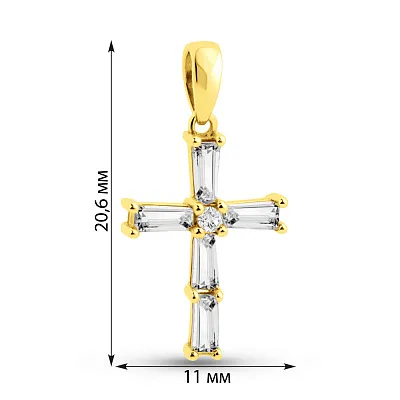 Золотий підвіс Хрест з фіанітами (арт. 421685ж)