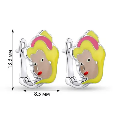 Дитячі сережки зі срібла з емаллю  (арт. 05021445)