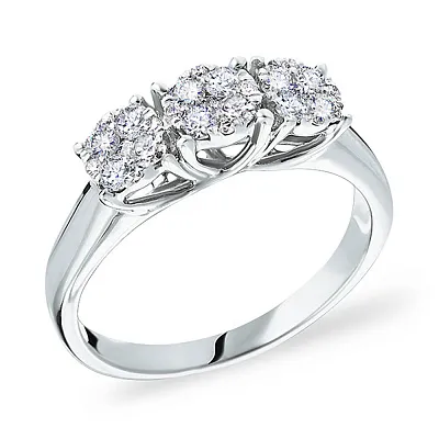 Золотое кольцо в белом цвете металла с бриллиантами (арт. К341026050б)