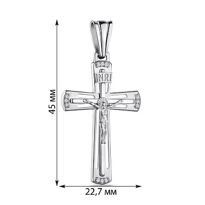 Католический крестик из серебра с фианитами  (арт. 7504/2-1084.0.2)