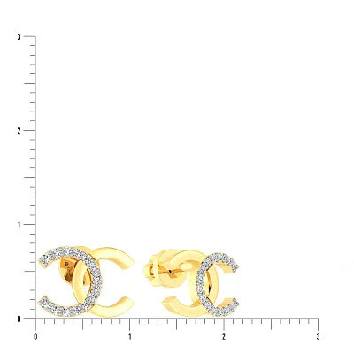 Золотые серьги пусеты с фианитами (арт. 110318ж)