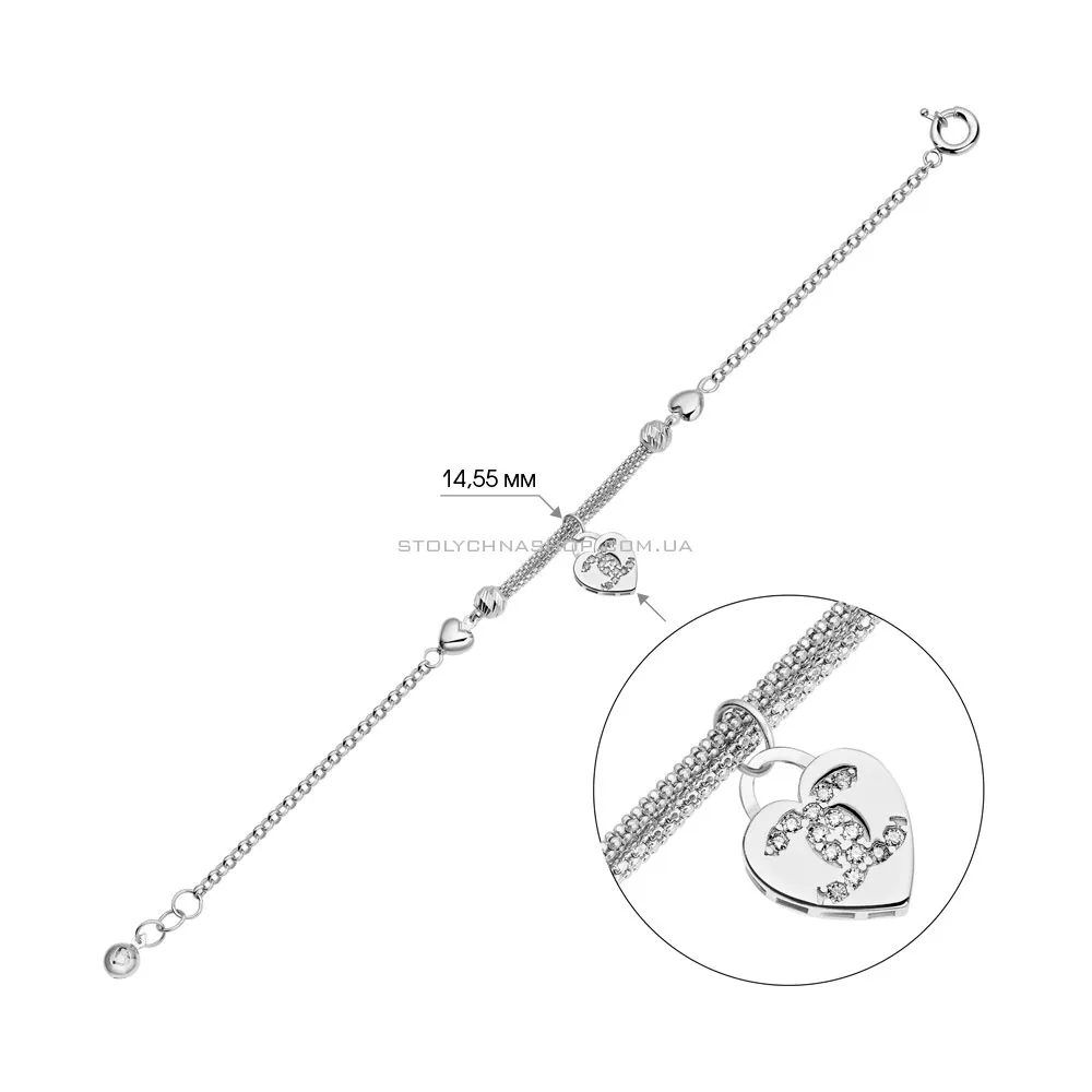 Браслет з білого золота з підвіскою (арт. 325476бП1) - 2 - цена