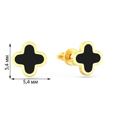 Золоті сережки пусети з емаллю (арт. 111212жеч)