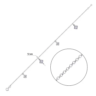 Серебряный браслет на ногу с фианитами (арт. 7509/2169)