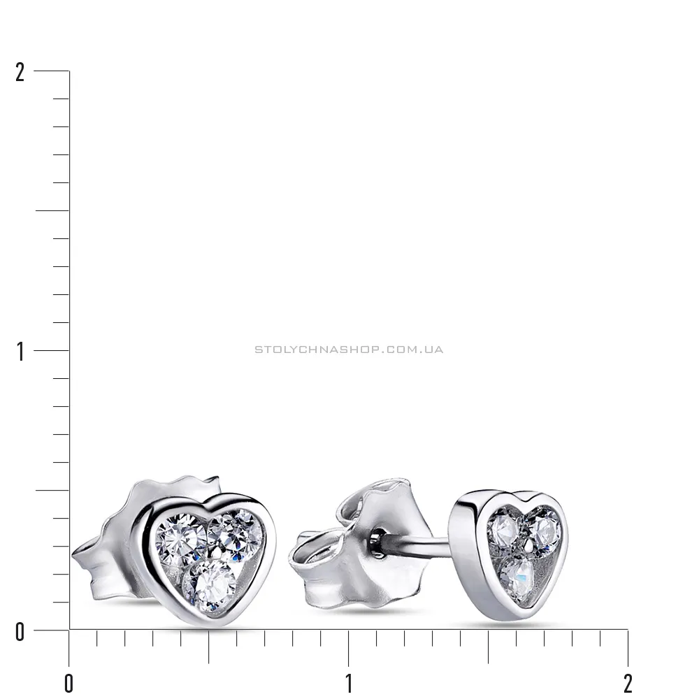 Срібні сережки пусети «Серденька» з фіанітами (арт. 7518/5109)